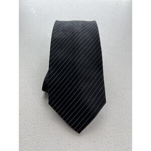 Alfani Black and Gray Striped Pattern 100% Silk Handmade Designer Tie